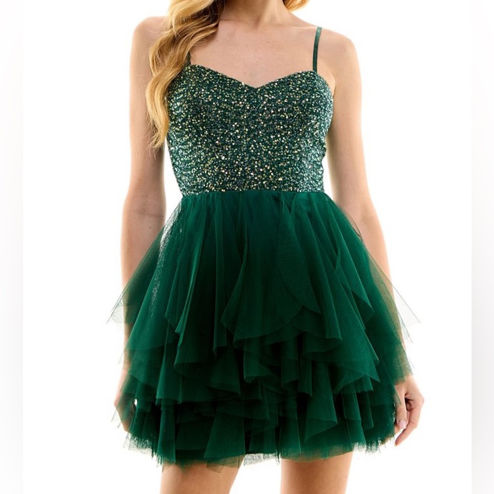 NWT City Studios' Sequin-Bodice Fit & Flare Mini Dress